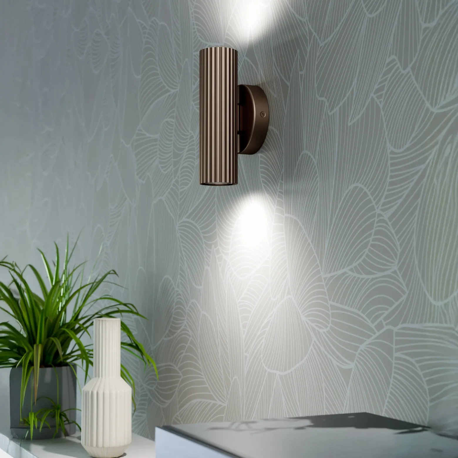 Aplique de pared Portillo, bronce, altura 20 cm, 2 luces. Metal, GU10.