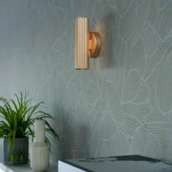 Aplique de pared Portillo, latón, altura 20 cm, 2 luces. Metal, GU10