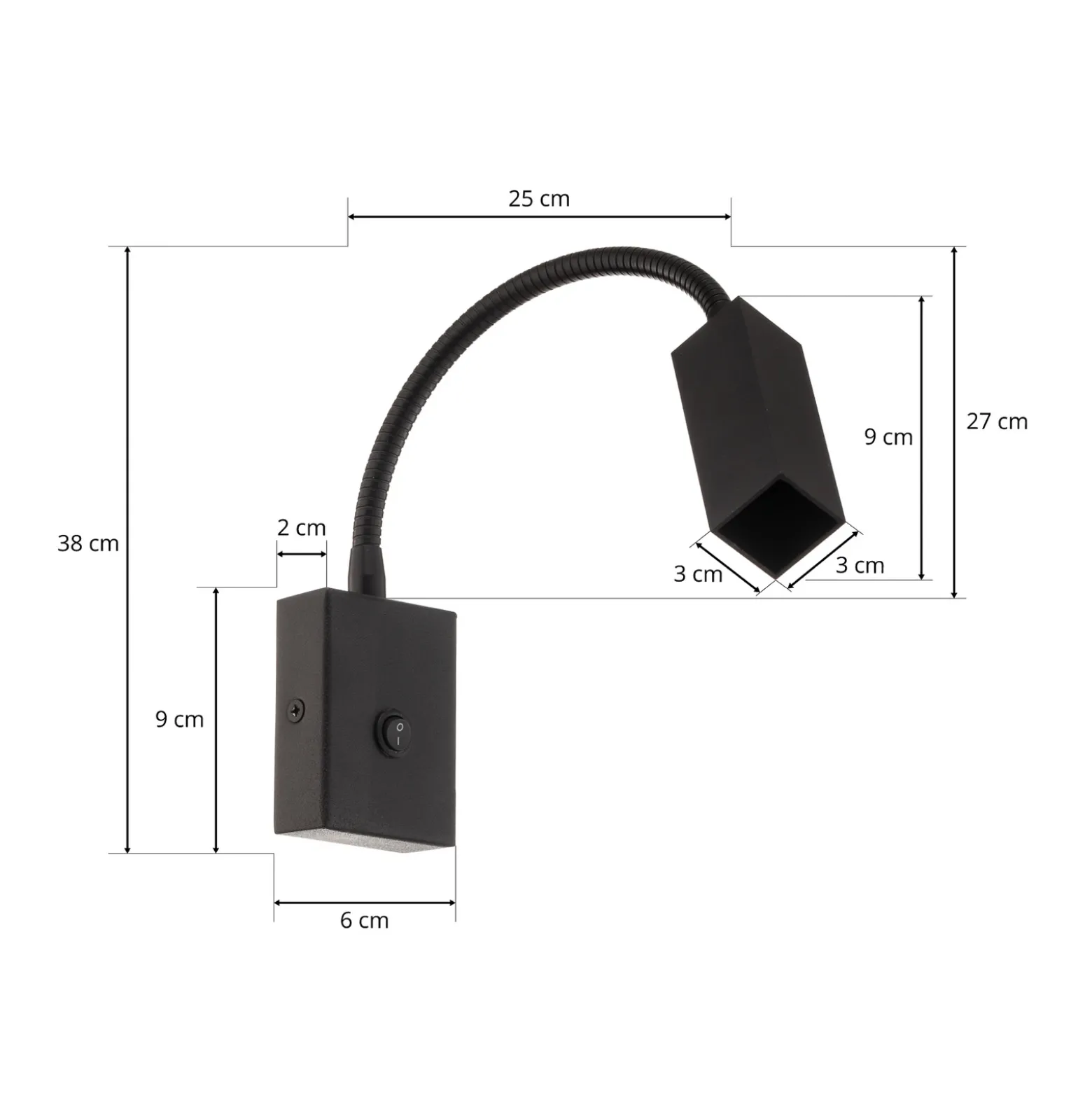Aplique de pared Raisio, brazo flexible, negro
