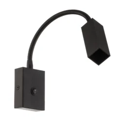 Aplique de pared Raisio, brazo flexible, negro