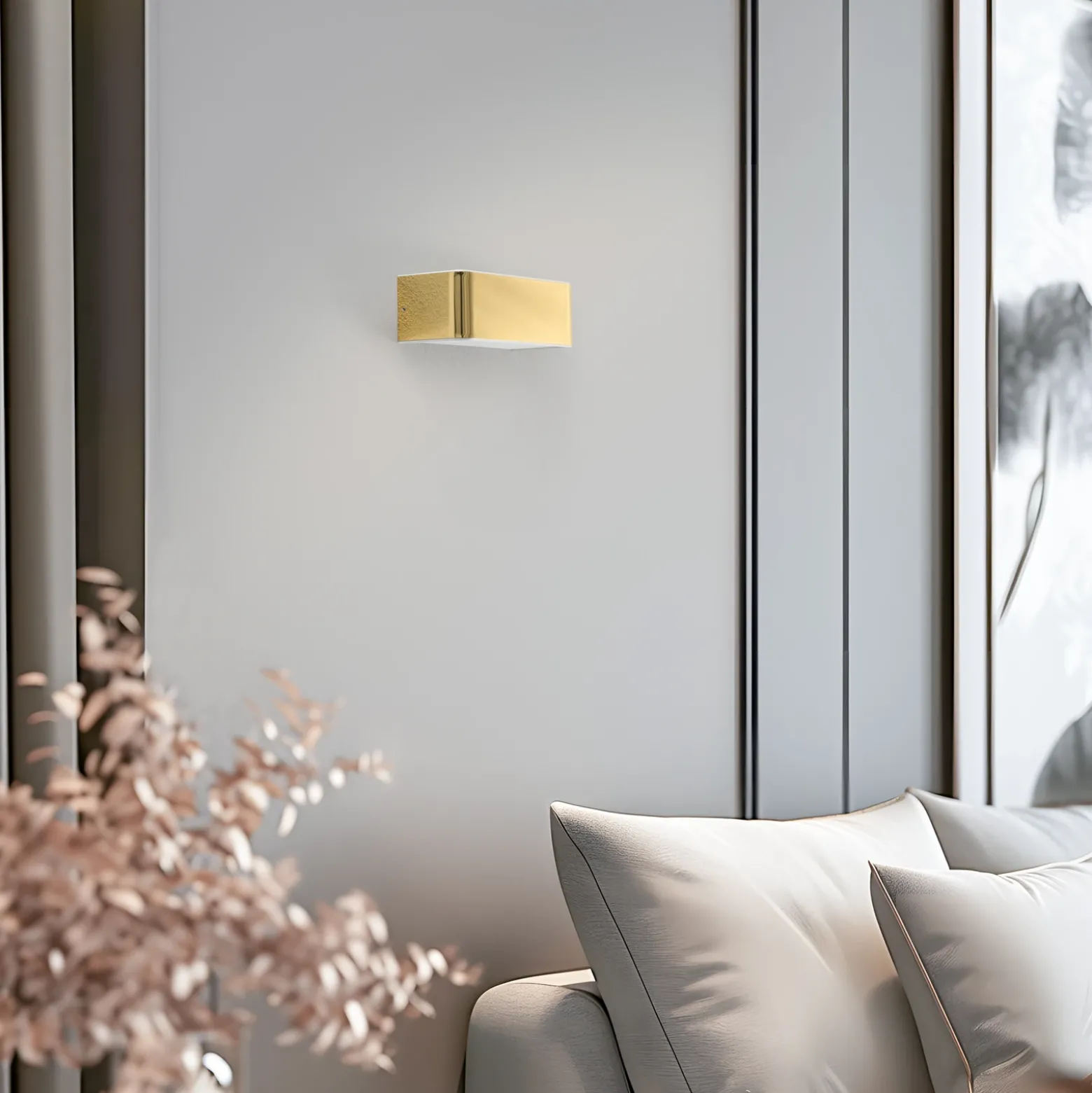 Aplique de pared Rauma, latón, ancho 20 cm