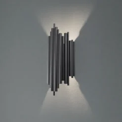 Aplique de pared Reis, negro, metal, altura 50 cm