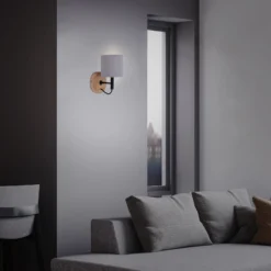 Aplique de pared Rhon, pantalla textil
