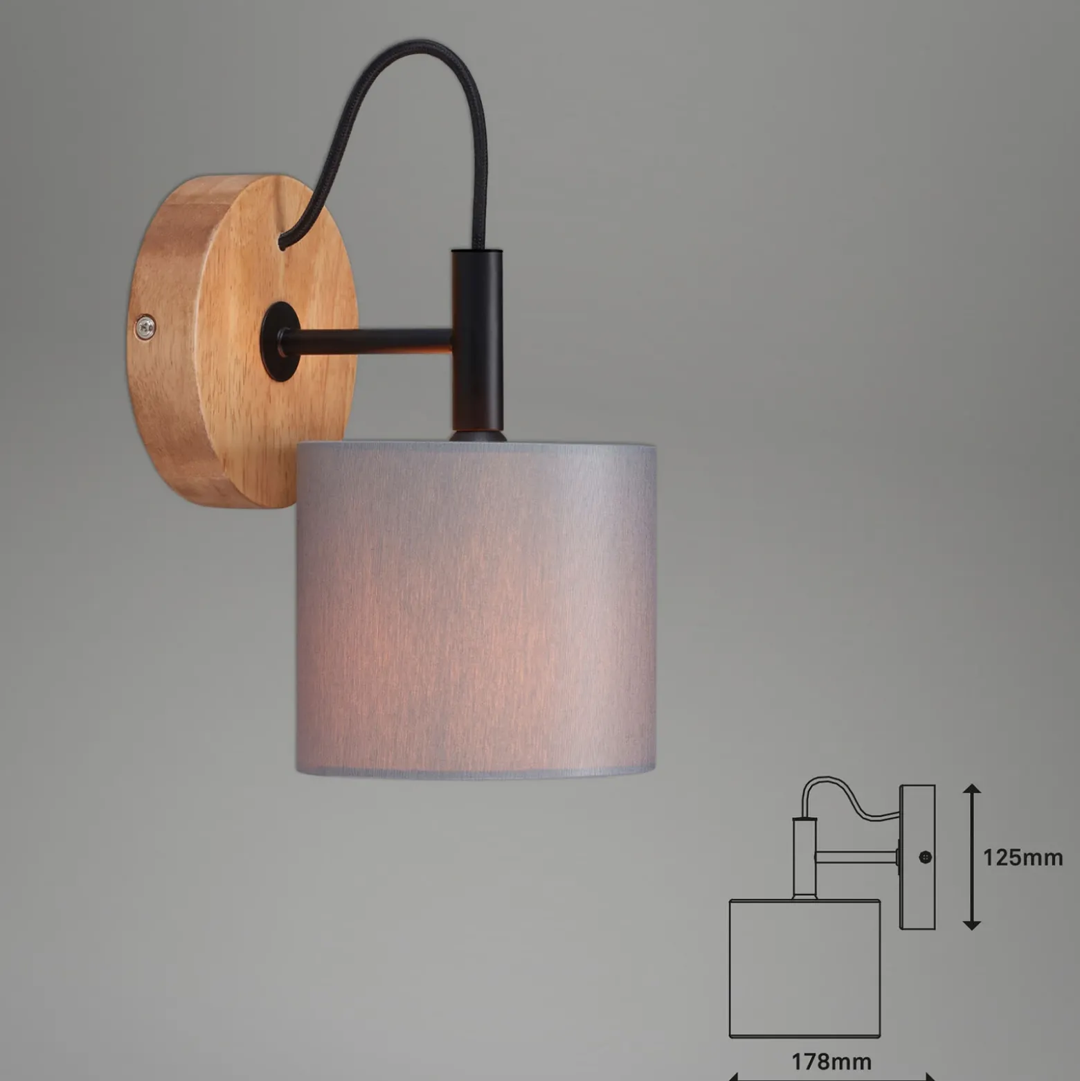 Aplique de pared Rhon, pantalla textil