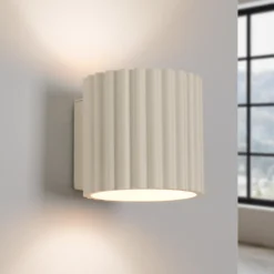 Aplique de pared RIBLA, beige, Ø 10 cm, metal, G9