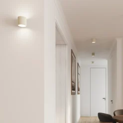 Aplique de pared RIBLA, beige, Ø 10 cm, metal, G9