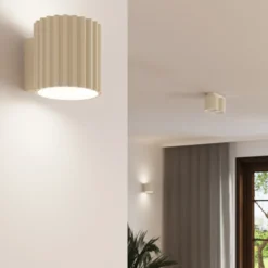 Aplique de pared RIBLA, beige, Ø 10 cm, metal, G9