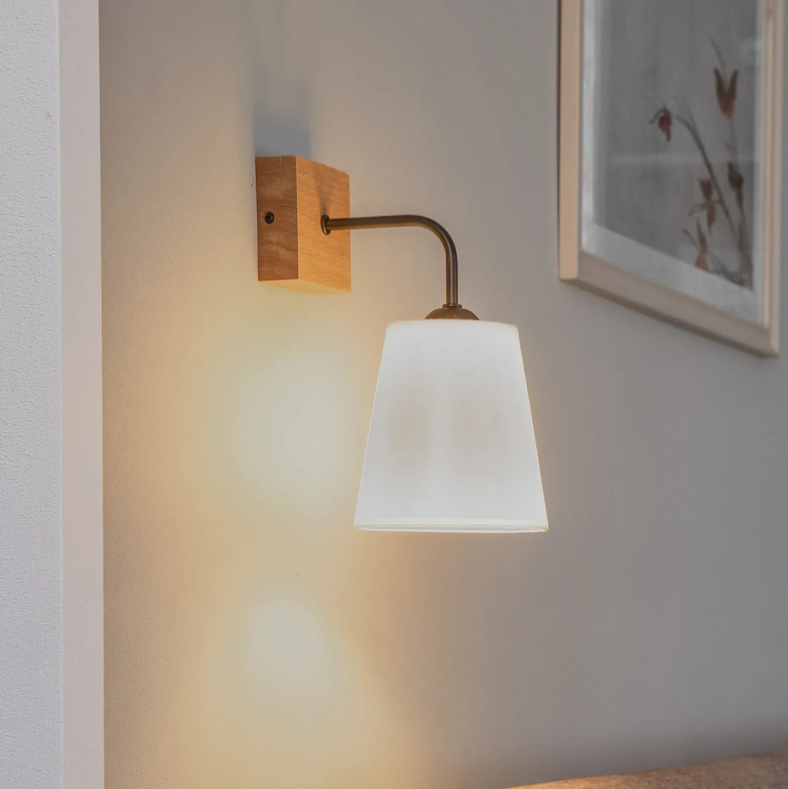 Aplique de pared Risco, blanco, 15 cm de ancho, 1 luz, tela