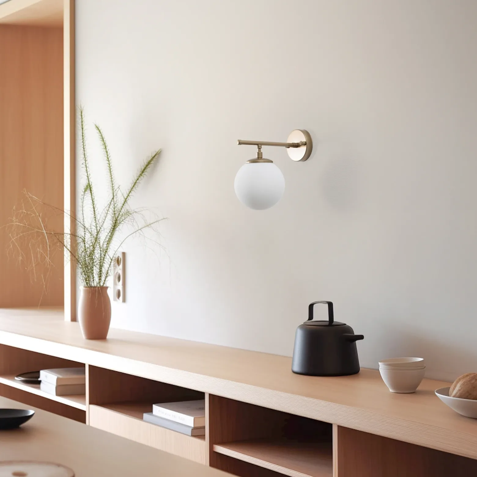 Aplique de pared Roe, dorado, cristal, altura 24 cm, E14