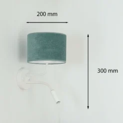 Aplique de pared Roller, cordón menta, blanco, con brazo de lectura