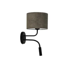 Aplique de pared Roller, cordón gris oscuro, negro, con brazo de lectura
