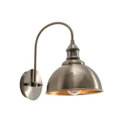 Aplique de pared Saglam, latón envejecido, altura 36 cm, metal