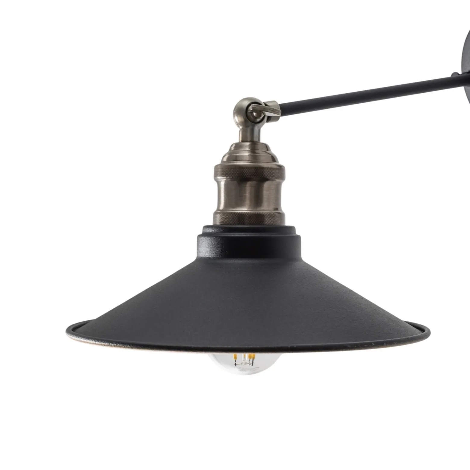 Aplique de pared Saglam, negro/dorado, cónica, altura 20 cm, E27