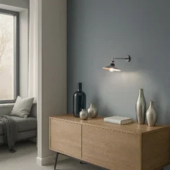 Aplique de pared Saglam, negro/dorado, cónica, altura 20 cm, E27