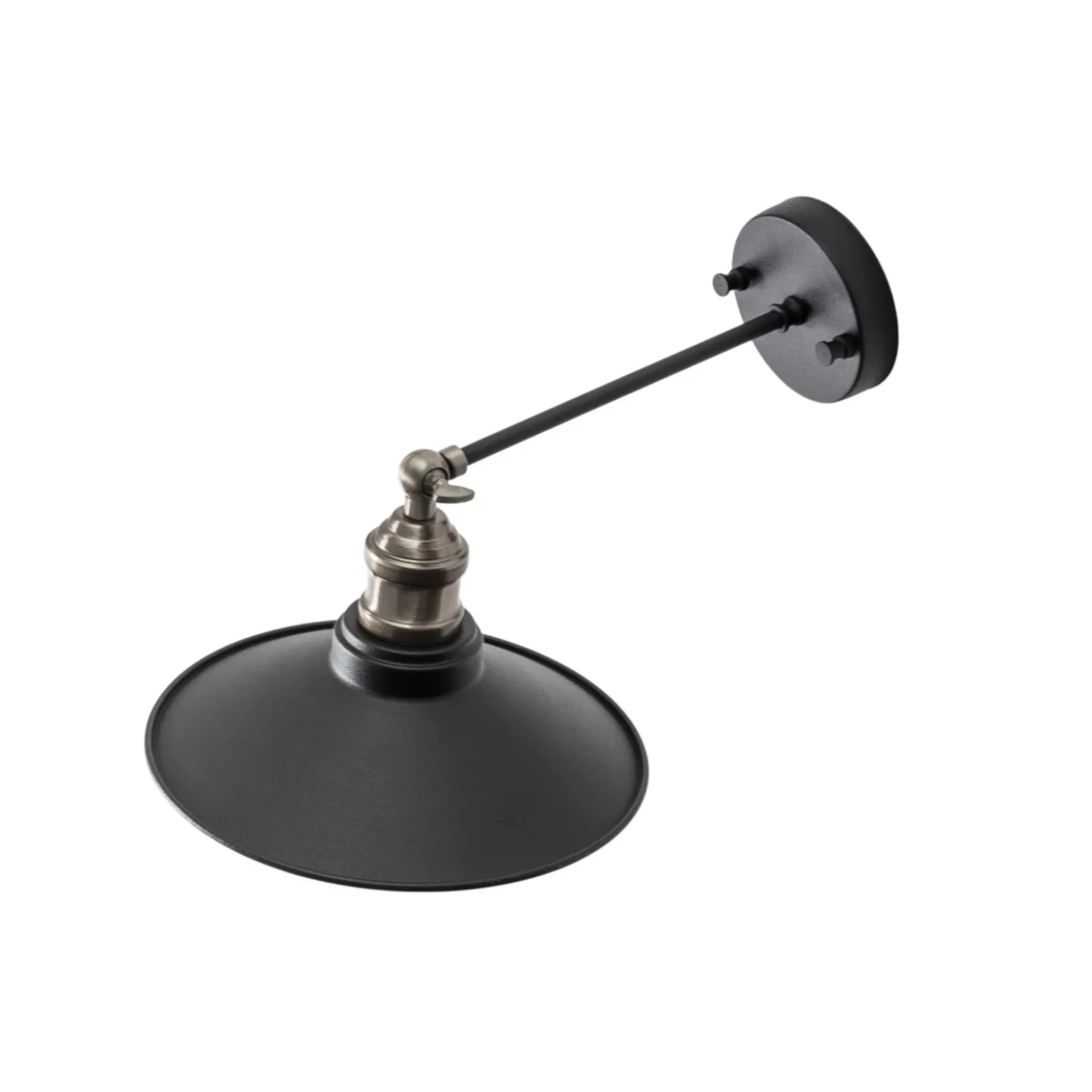 Aplique de pared Saglam, negro/dorado, cónica, altura 20 cm, E27