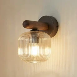 Aplique de pared Salvia, marrón/coñac, cristal, altura 20 cm, E14