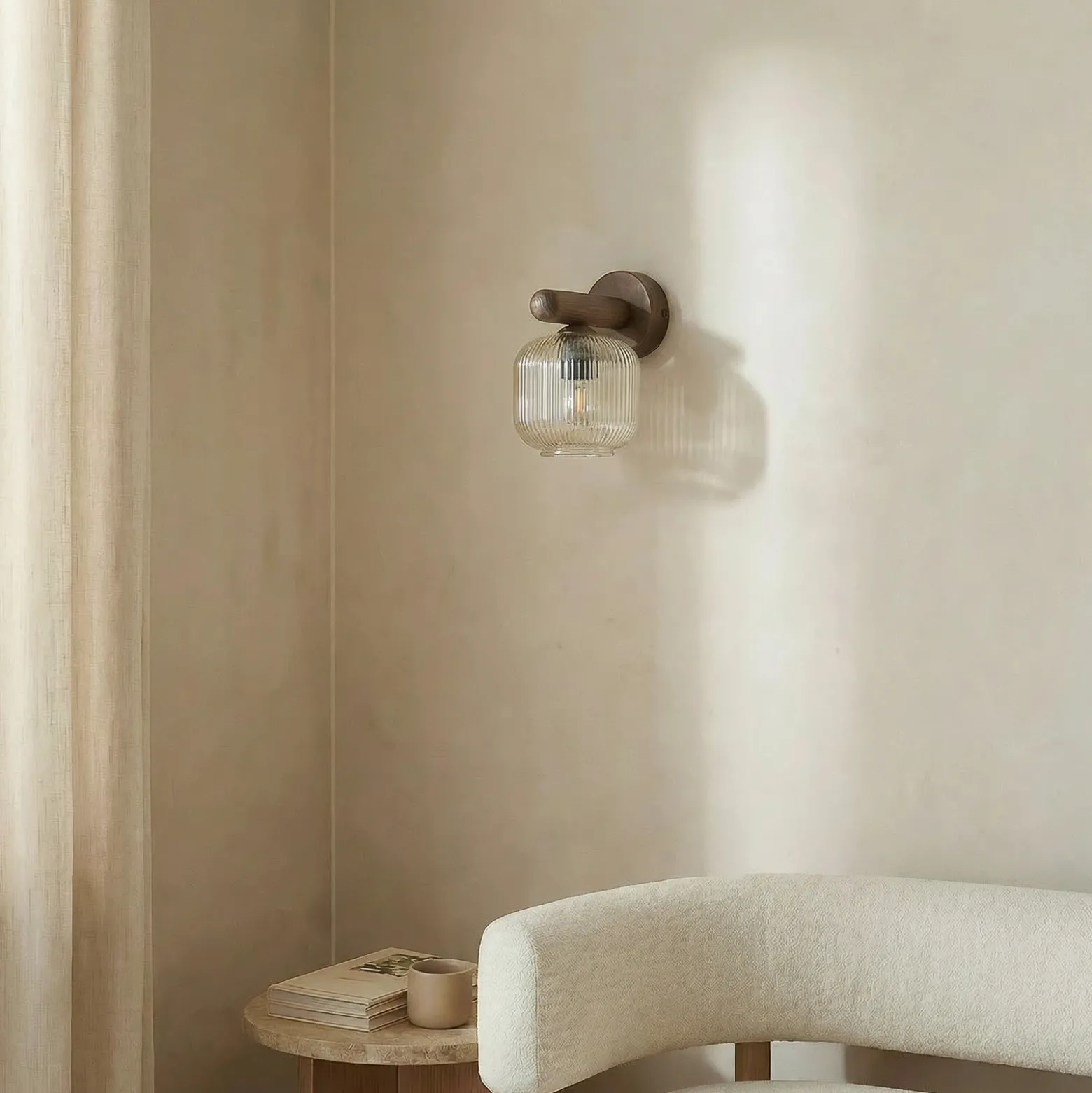 Aplique de pared Salvia, marrón/coñac, cristal, altura 20 cm, E14