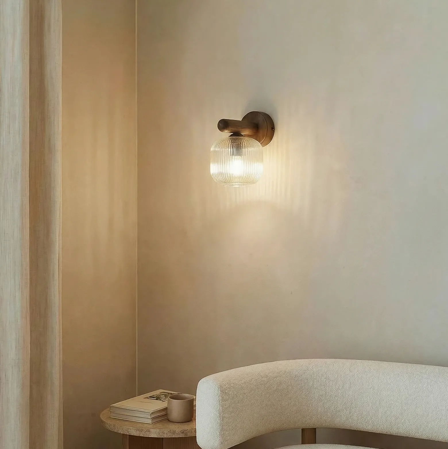 Aplique de pared Salvia, marrón/coñac, cristal, altura 20 cm, E14