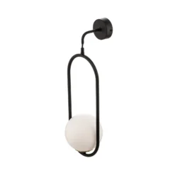 Aplique de pared Samba, cristal opalino/negro, 1 luz