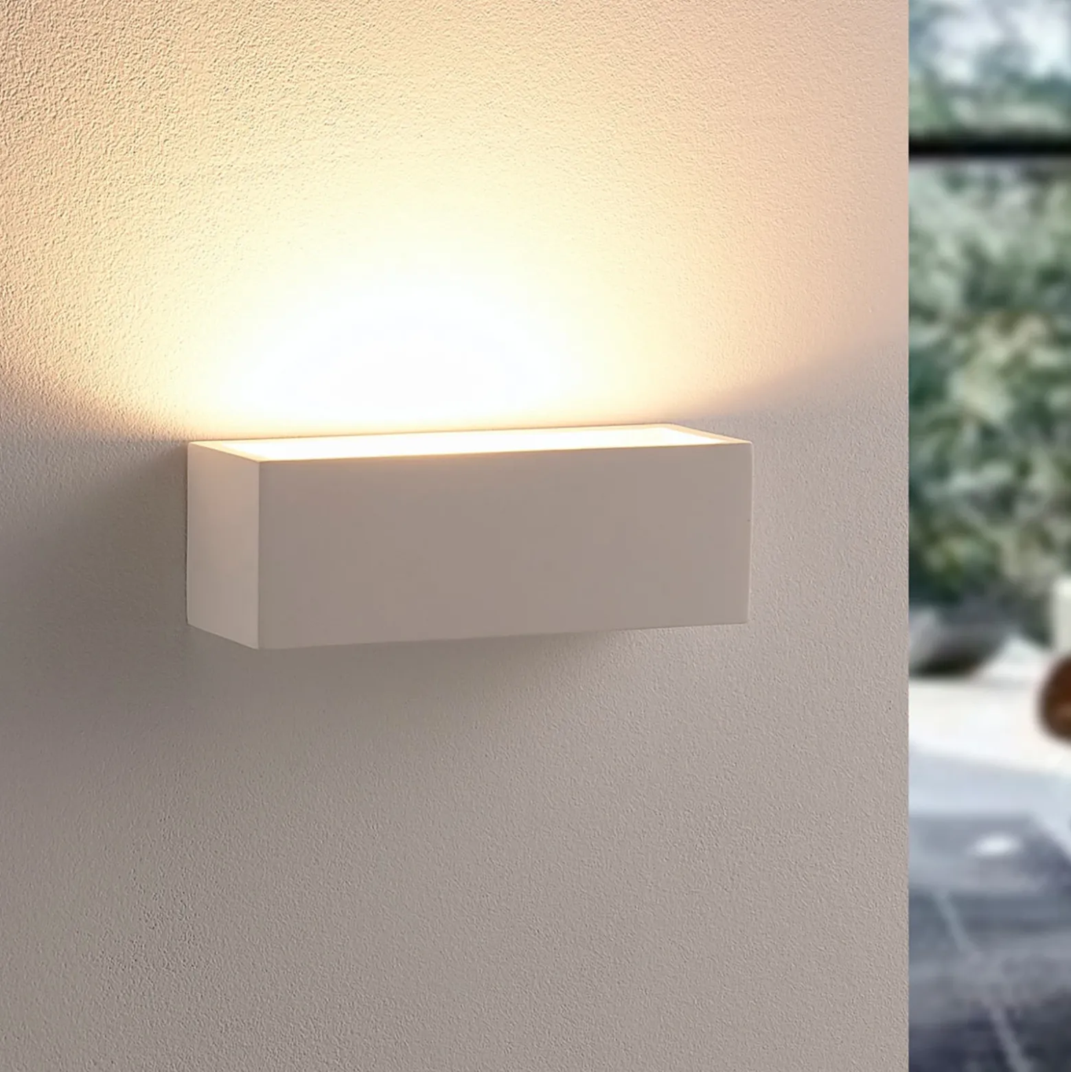 Aplique de pared Santino de Lindby, 22 cm, yeso, G9, se puede pintar