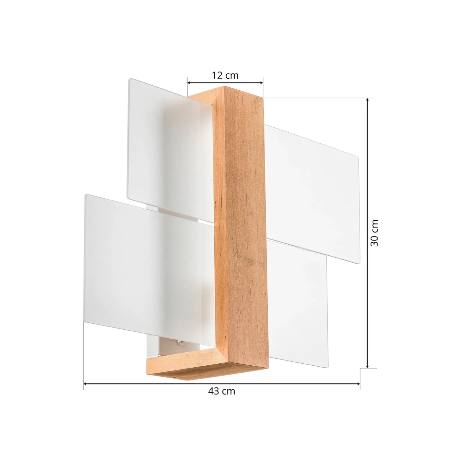 Aplique de pared Shifted 1, cristal y madera clara