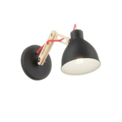 Aplique de pared Skansen, brazo de madera ajustable, negro