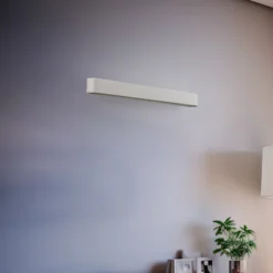 Aplique de pared Soft, ancho 60 cm, blanco, aluminio, G13