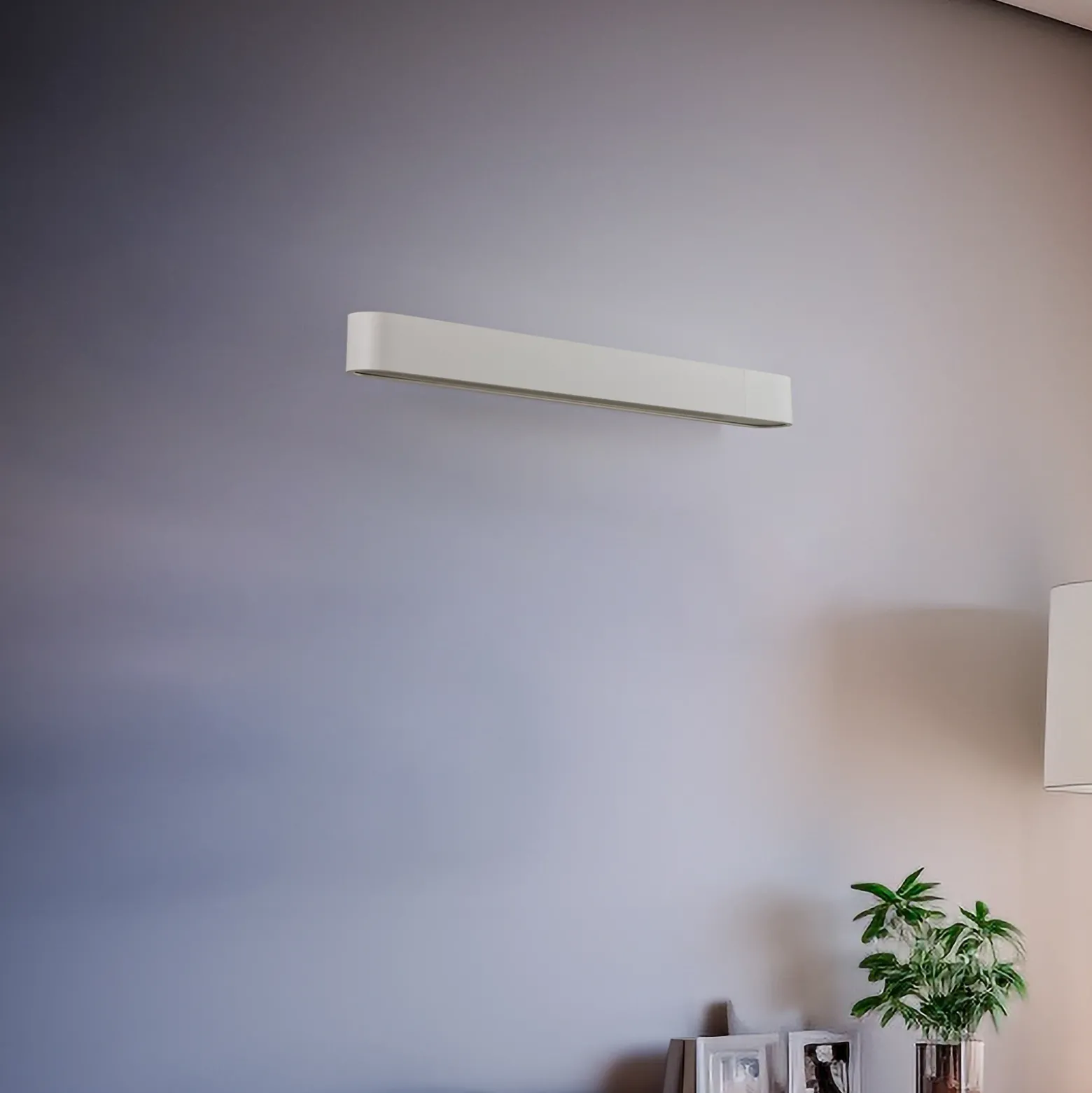 Aplique de pared Soft, ancho 60 cm, blanco, aluminio, G13