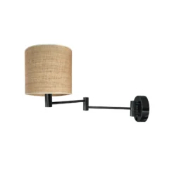 Aplique de pared Solo, cilindro, yute claro