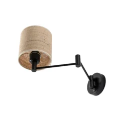 Aplique de pared Solo, cilindro, yute claro