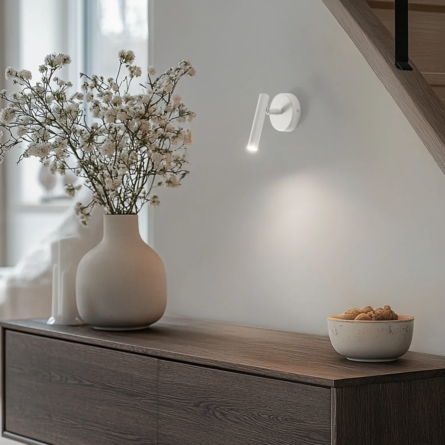 Aplique de pared Sopel, gris topo, 1 luz, acero, G9, altura 15 cm