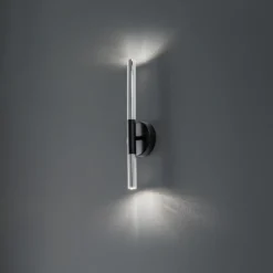 Aplique de pared Sopel Lux, 2 luces, negro/plateado, altura 38 cm