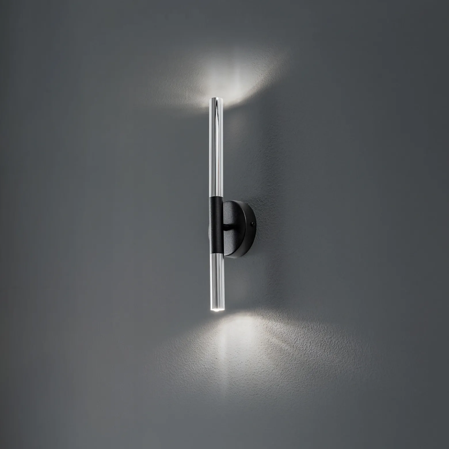 Aplique de pared Sopel Lux, 2 luces, negro/plateado, altura 38 cm
