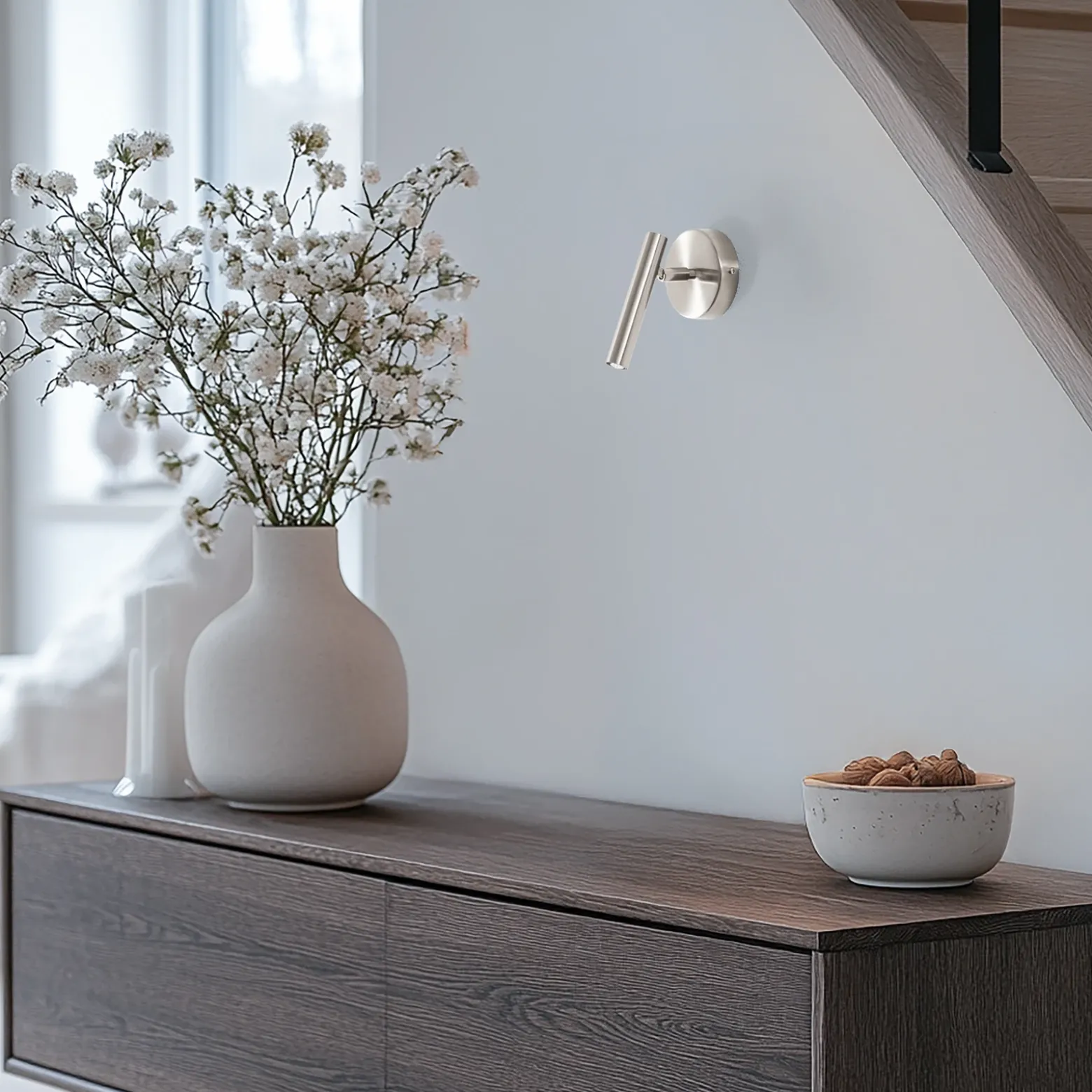 Aplique de pared Sopel, plateado, 1 luz, acero, G9, altura 15 cm