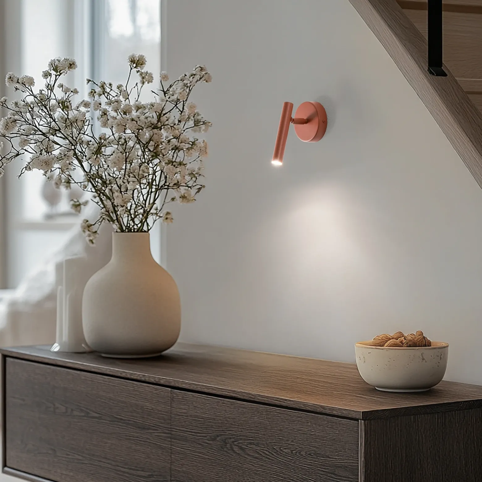 Aplique de pared Sopel, rojo ladrillo, 1 luz, acero, altura 15 cm