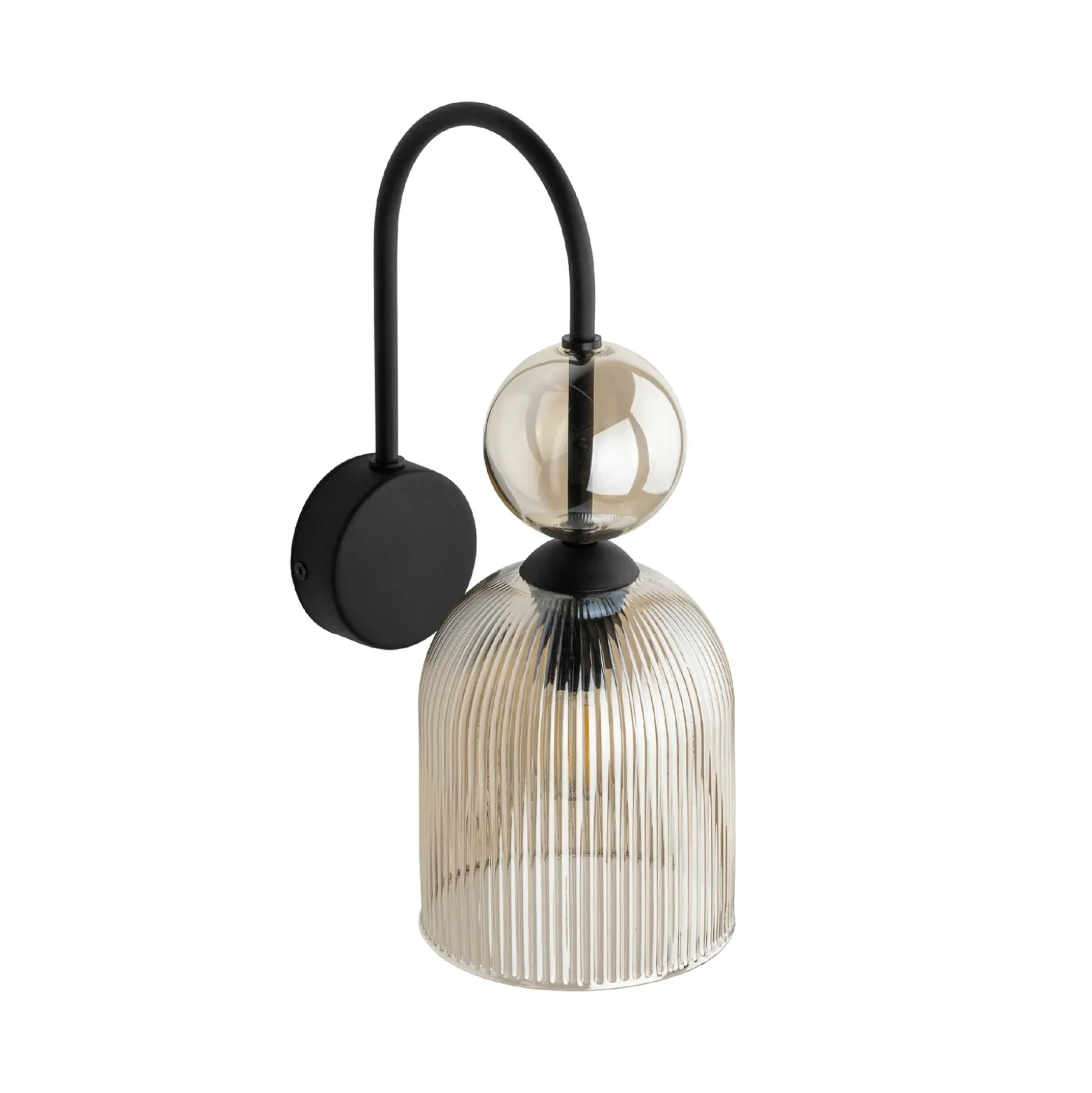 Aplique de pared Sophia, color coñac/negro, cristal, altura 33,5 cm, E14