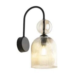 Aplique de pared Sophia, color coñac/negro, cristal, altura 33,5 cm, E14
