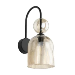 Aplique de pared Sophia, color coñac/negro, cristal, altura 33,5 cm, E14