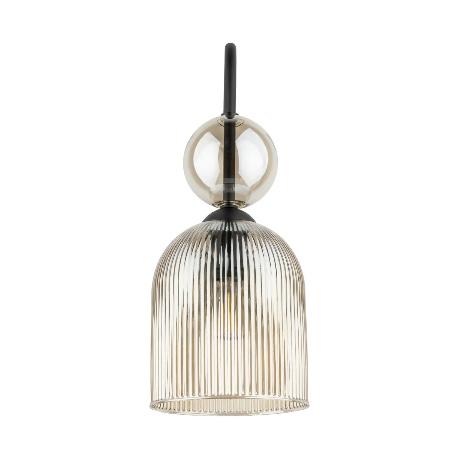 Aplique de pared Sophia, color coñac/negro, cristal, altura 33,5 cm, E14