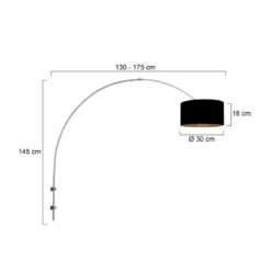 Aplique de pared Sparkled Light acero/negro-dorado Salida 175 cm