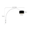 Aplique de pared Sparkled Light acero/negro-dorado Salida 175 cm