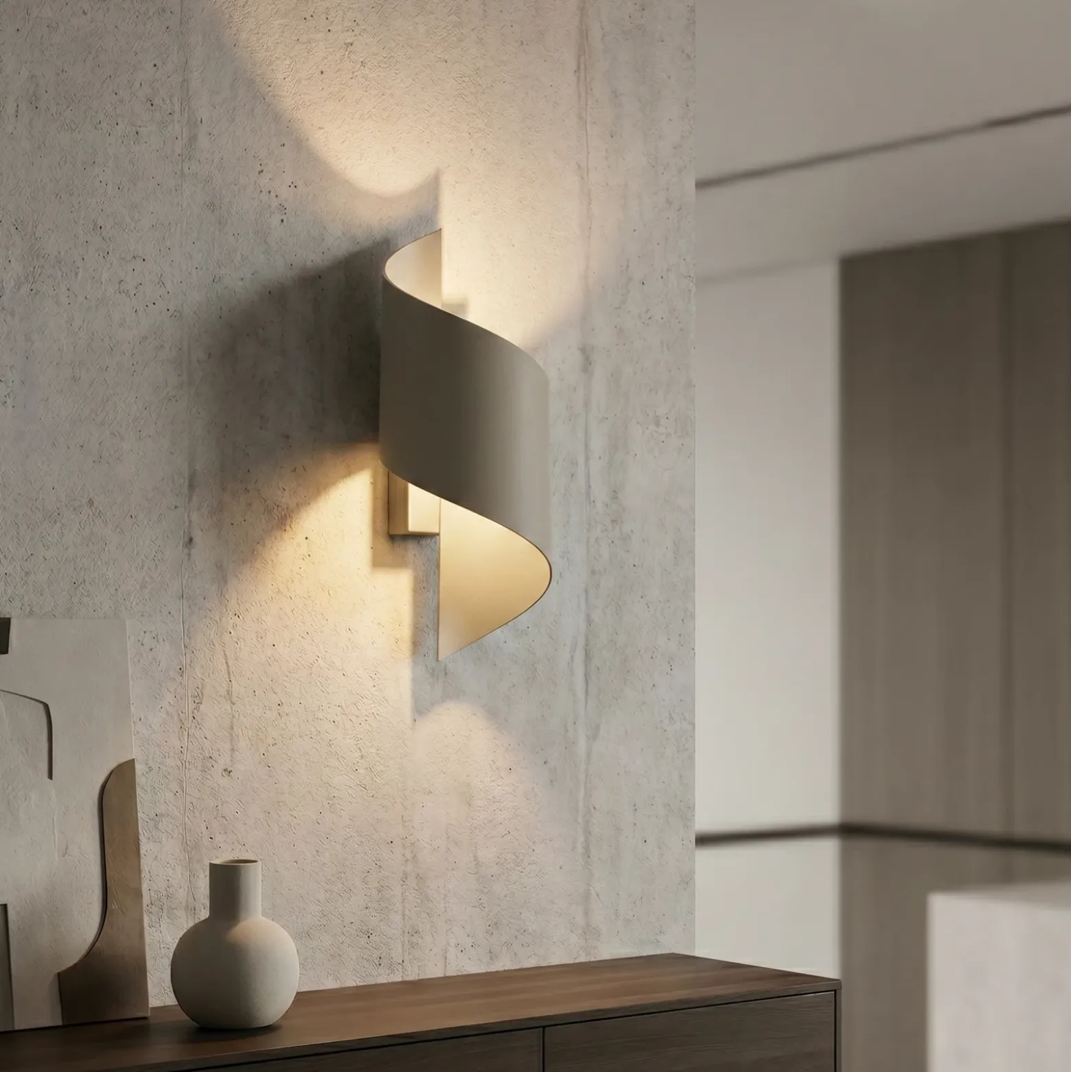 Aplique de pared SPINER, beige, altura 30 cm, metal, G9
