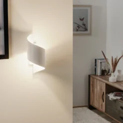 Aplique de pared Spiner blanco, altura 30 cm, acero