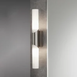 Aplique de pared Splash, 2 luces, níquel mate