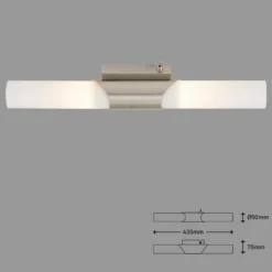 Aplique de pared Splash, 2 luces, níquel mate