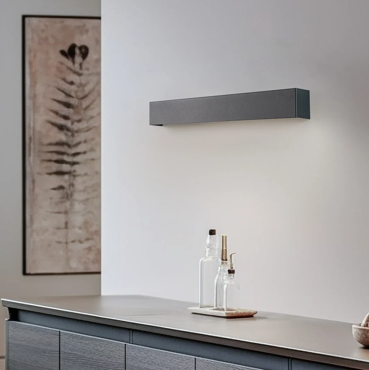 Aplique de pared Straight S, 62 cm, grafito