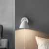 Aplique de pared Strap con correa de cuero, blanca