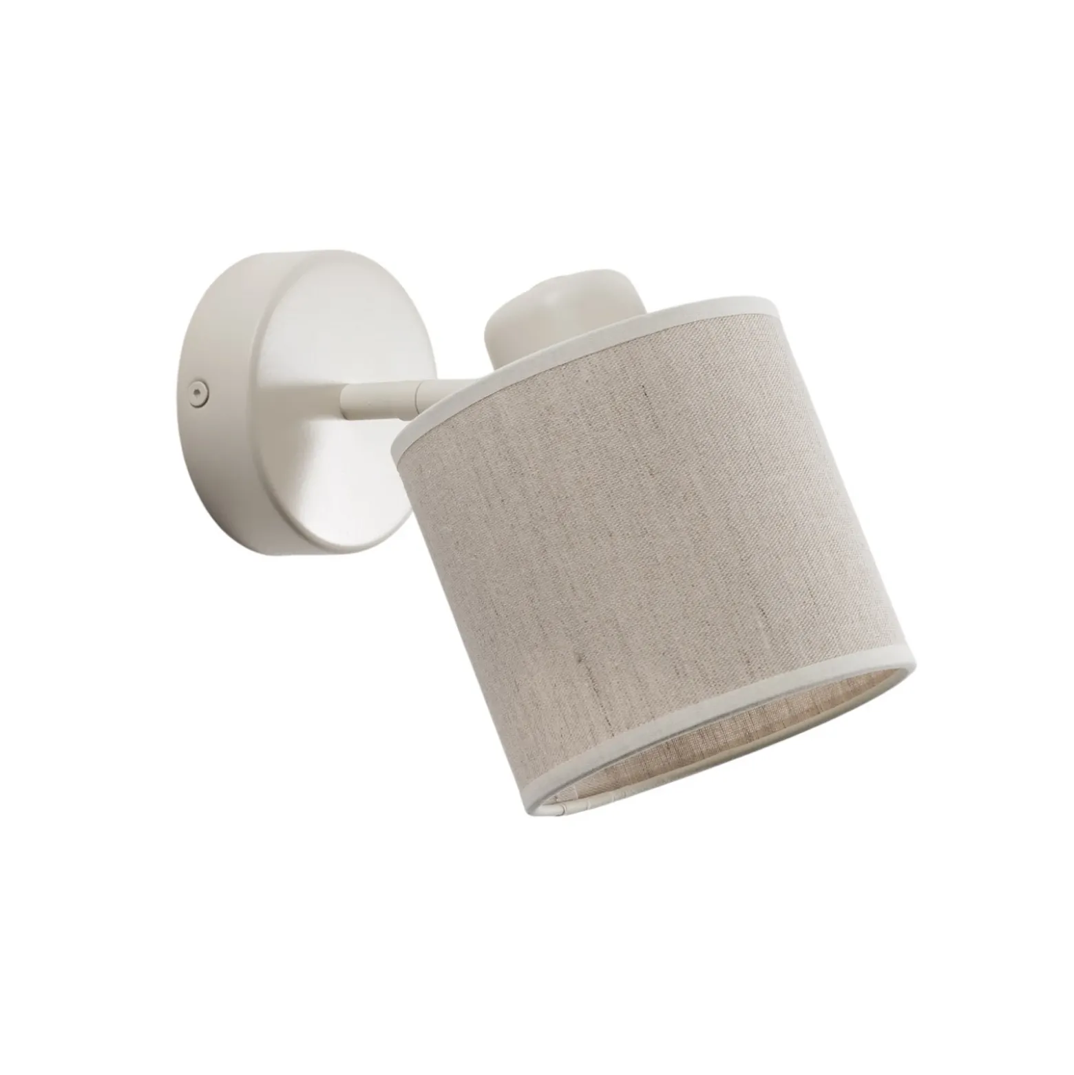 Aplique de pared Suerte, blanco crema, textil de lino, 18 cm de altura, E14