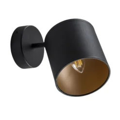 Aplique de pared Suerte, negro / dorado, 1 luz, textil, acero