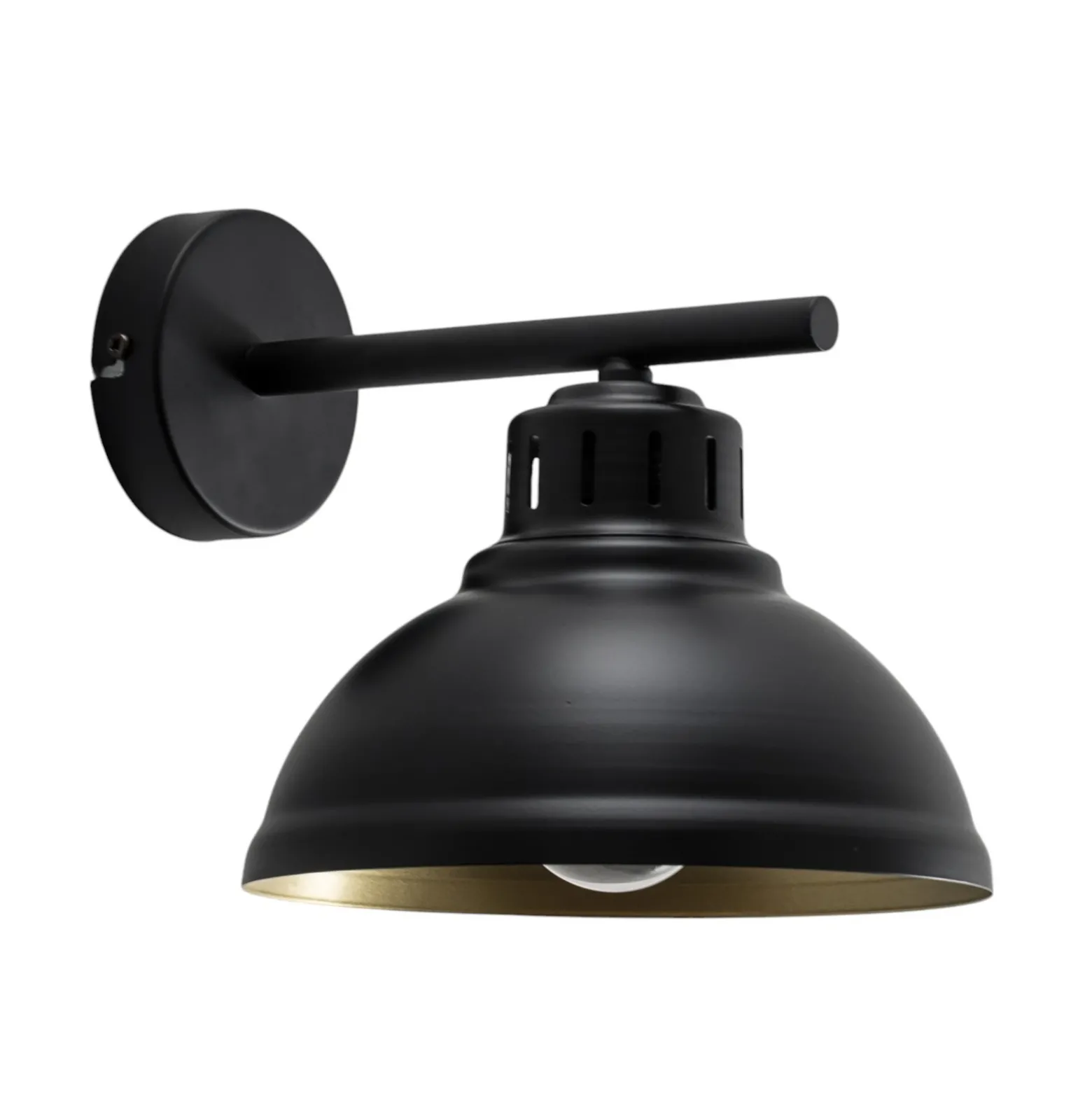 Aplique de pared Sven, negro y dorado, Ø 21 cm, acero
